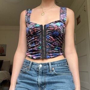 Free People Velvet Dottie Corset Tank Top Size XS
